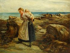 Robert Jobling (Staithes Group 1841-1923): Fishergirls on the Rocks,