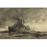 William Lionel Wyllie RA (British 1851-1931): 'HMS Blenheim' at Sea