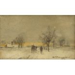 Theodor von Ehrmanns (Austrian 1846-1923): Horse Drawn Sleigh in Winter Landscape,