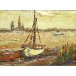 P Jacobs (20th century): Boats in an Estuary, oil on canvas board signed and dated '62,
