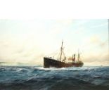 David C Bell (British 1950-): Hull Trawler 'Olvina' H139 off Flamborough,