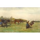 John Atkinson (Staithes Group 1863-1924): Milking Cows in the Field,