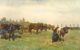 John Atkinson (Staithes Group 1863-1924): Milking Cows in the Field,