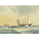Frank Henry Mason (Staithes Group 1875-1965): 'American 7 Masted Schooner',