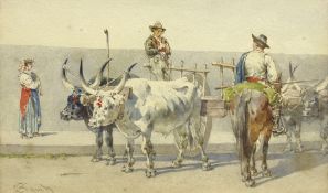 Italian School (19th/20th century): Ox Carts,