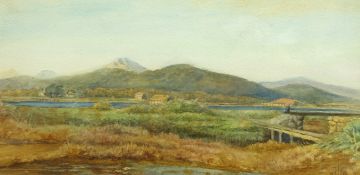 Waller Hugh Paton (Scottish 1828-1895): Loch with Mountains rising in the distance,