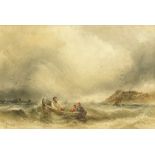Joseph Newington Carter (British 1835-1871): Ship in Distress below Tynemouth Abbey and Fishing