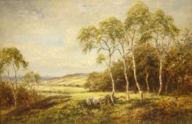 Richard Yates (British 1886-1961): 'Blakelaw Birches' - Sheep grazing near Kenton Newcastle,