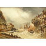 Henry Barlow Carter (British 1804-1868): Stormy Seas at Staithes,