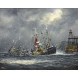 Jack Rigg (British 1927-): 'Run for Home' Whitby, oil on board signed,