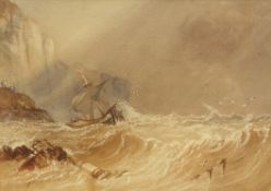 Henry Barlow Carter (British 1804-1868): Fishing Boat in Distress off Flamborough Head,