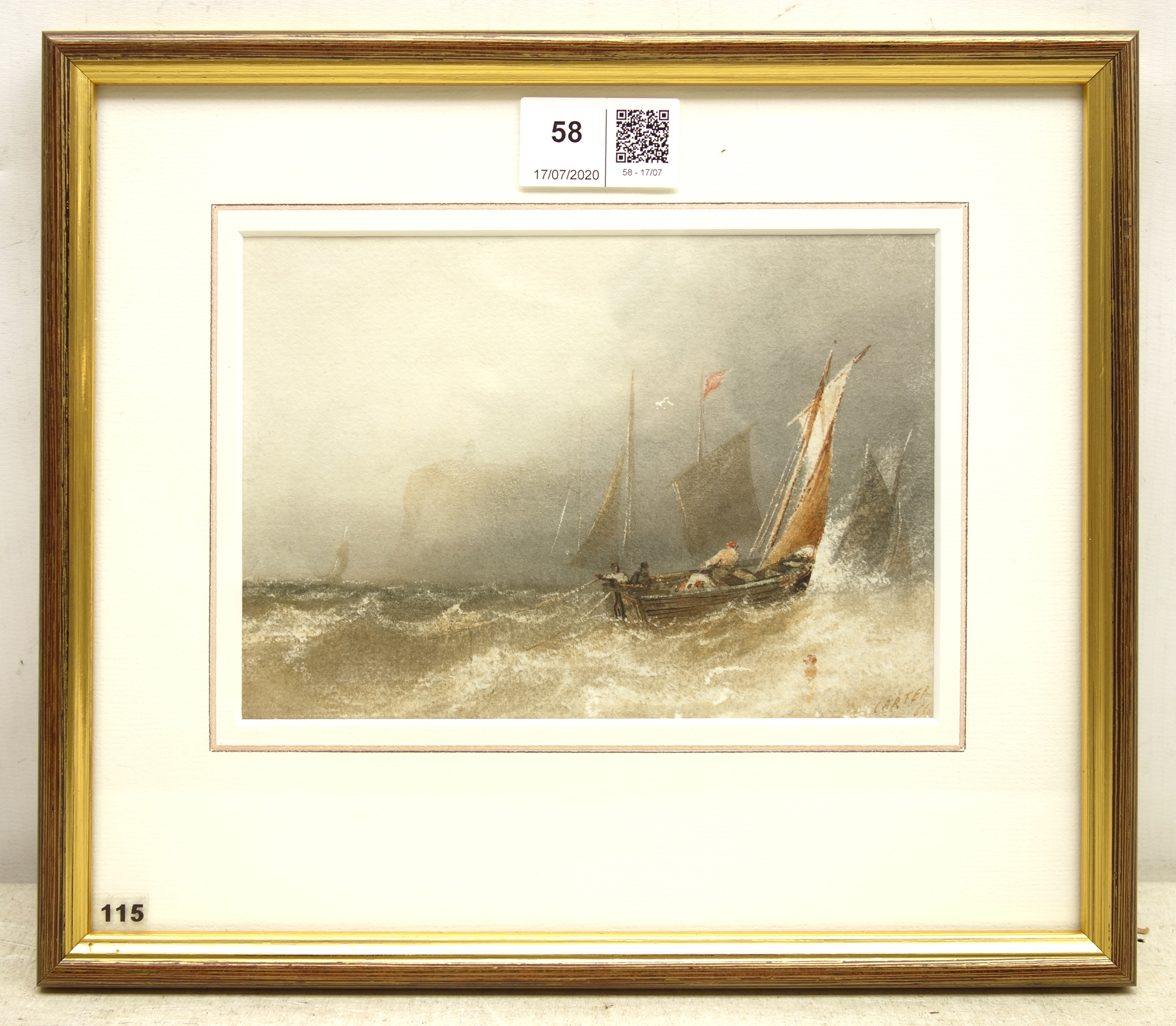 Joseph Newington Carter (British 1835-1871): Fishing Boats off Whitby, - Image 2 of 2