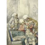 Enrico Gamba (Italian 1831-1883): 'The Art Collector', watercolour signed,