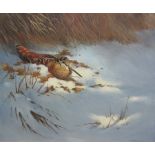 Berrisford Hill (British 1930-): Woodcock in Snow Covered Landscape,