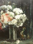 Kershaw Schofield (British 1872-1941): Still Life Vase of Flowers with Ornaments,