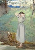 Howard Hemlick (American 1845-1907): The Goose Girl