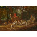 Geoffrey Mortimer (British 1896-1986): Riding to Hounds through Woodland,