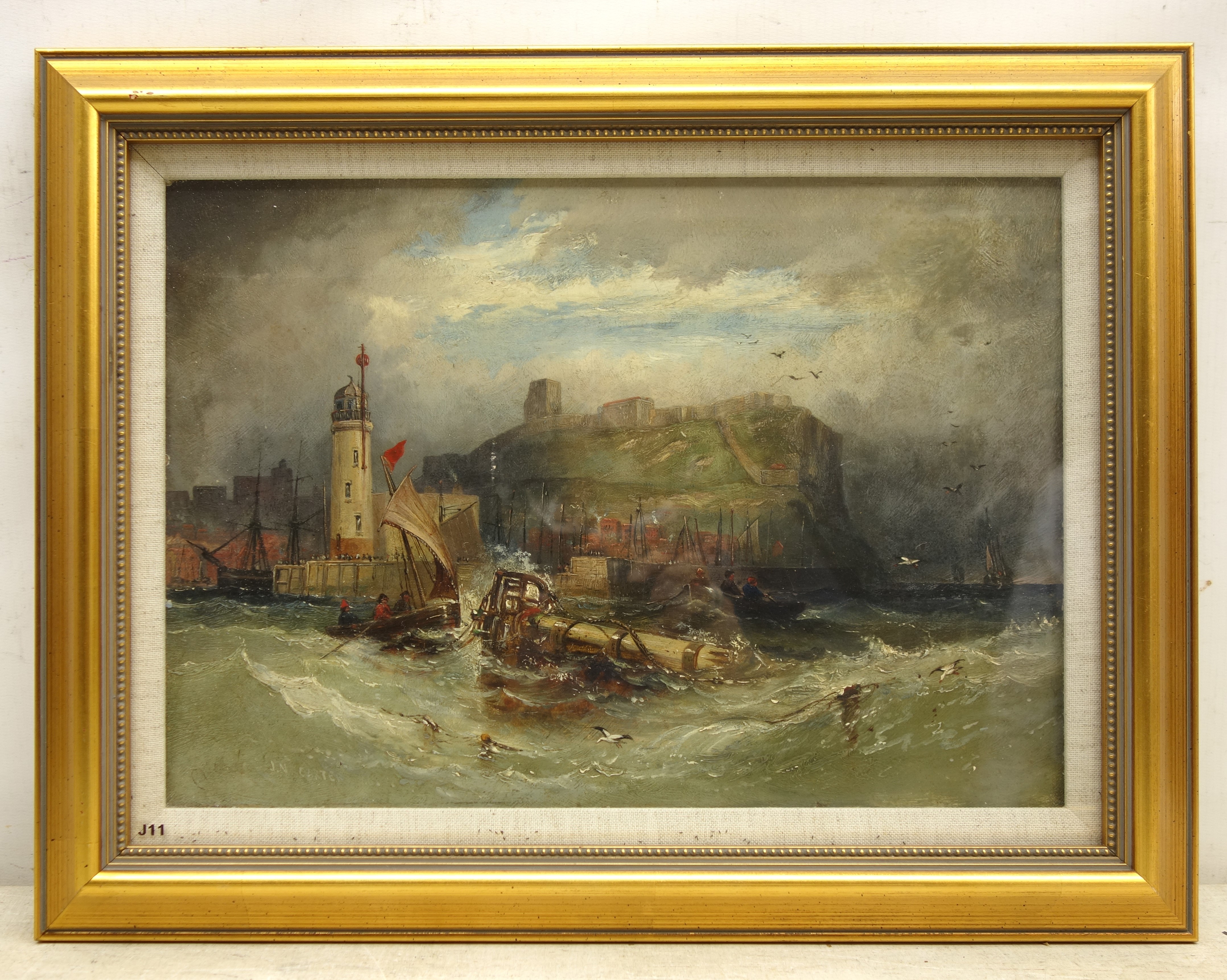 Joseph Newington Carter (British 1835-1871): Scarborough Harbour, - Image 2 of 2