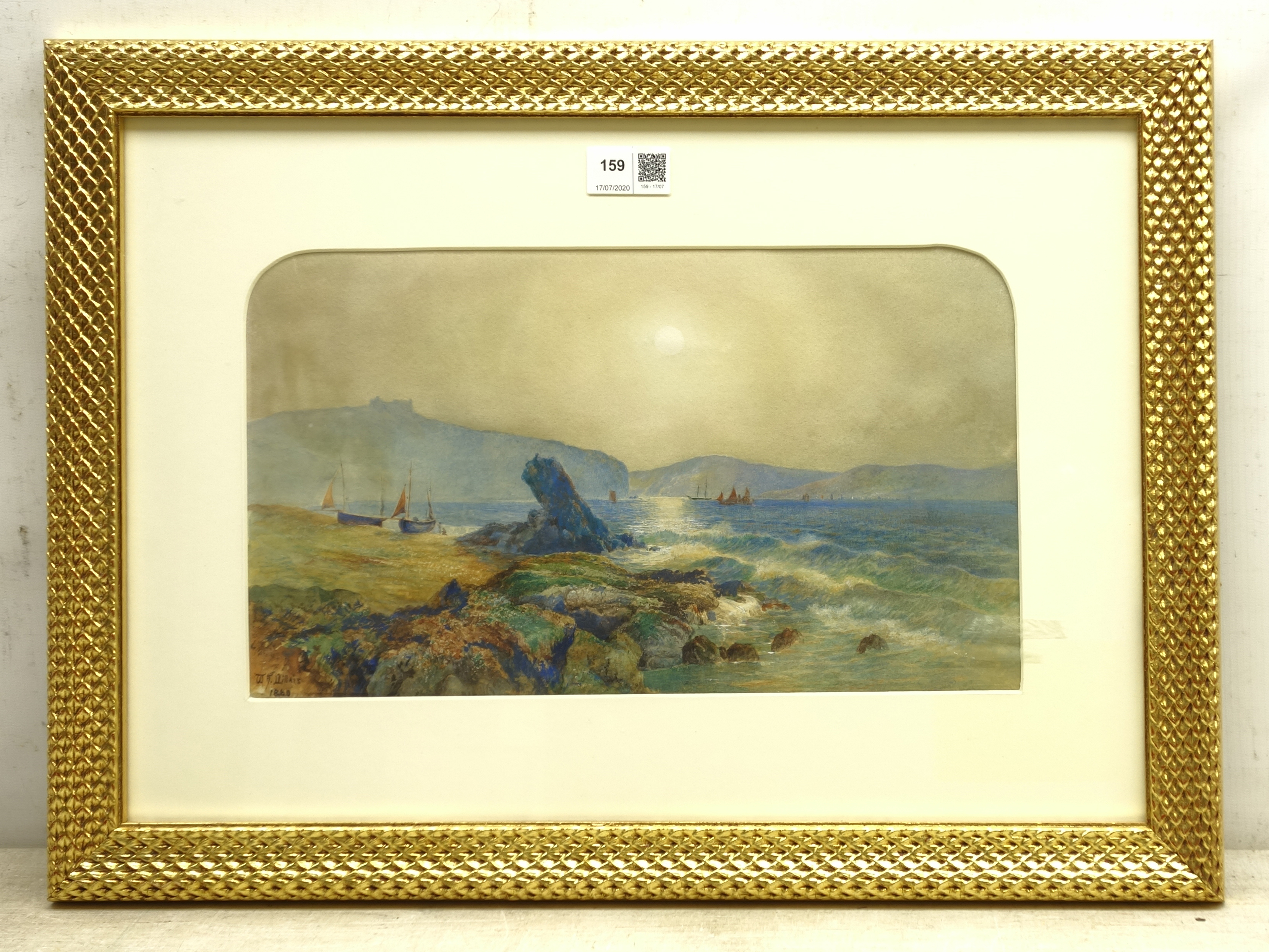 William Henry Millais (British 1828-1899): Coastal scene, watercolour signed and dated 1860, - Image 2 of 2