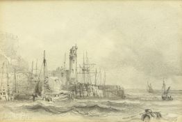 Joseph Newington Carter (British 1835-1871): Scarborough Lighthouse, pencil dated Dec.