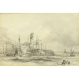 Joseph Newington Carter (British 1835-1871): Scarborough Lighthouse, pencil dated Dec.