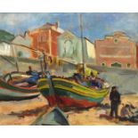 Philip Naviasky (Northern British 1894-1983): Fregatas on the Beach at Carvoeiro Portugal,
