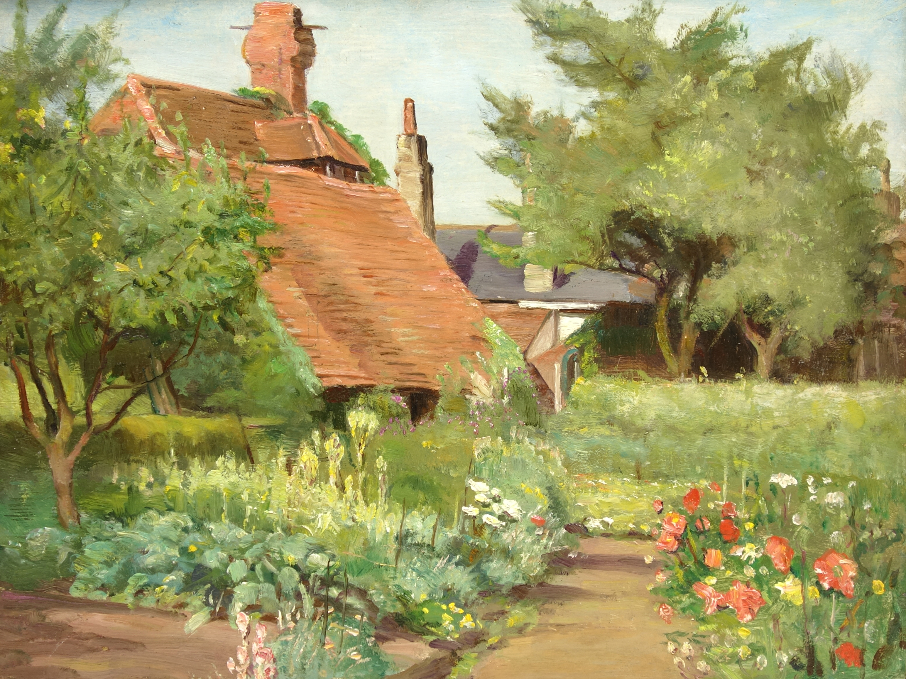 Maud Hall Neale (British c1870-1950): Cottage Garden,