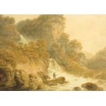 Francis Nicholson (British 1753-1844): 'Cascade in Mossdale, Wensleydale', watercolour,