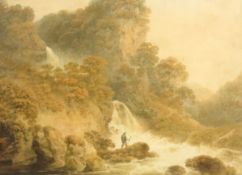 Francis Nicholson (British 1753-1844): 'Cascade in Mossdale, Wensleydale', watercolour,