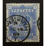 Great Britain Queen Victoria (1883-84) used ten shillings stamp,