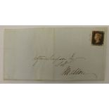 Queen Victoria penny black stamp on cover,