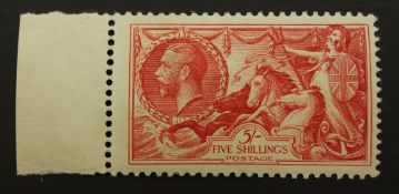 Great Britain King George V mint five shilling 'seahorse' stamp,