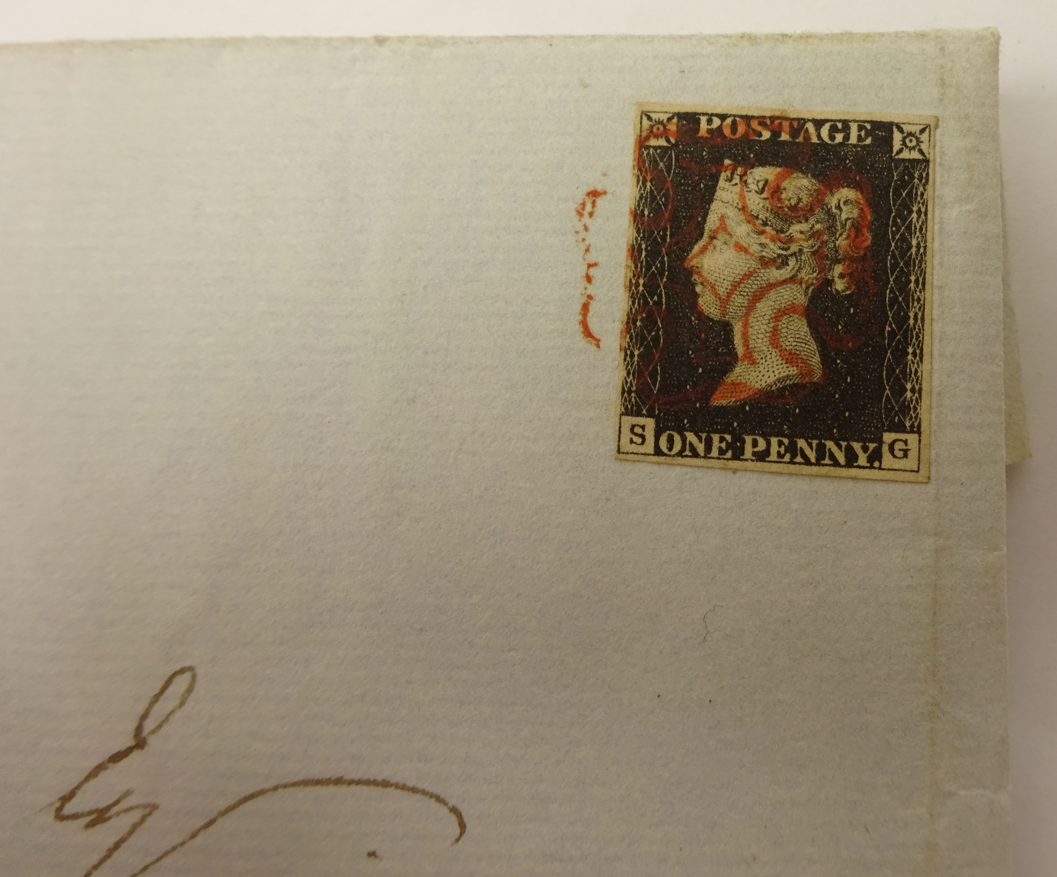 Queen Victoria penny black stamp on cover, - Image 2 of 2