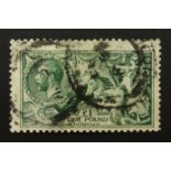 Great Britain King George V (1913) used one pound 'seahorse', S.G.