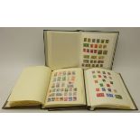 Three stamp albums containing Great British and World stamps including Antigua, Ascension,