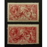 Great Britain two King George V mint five shilling 'seahorse' stamps Condition Report