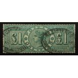 Great Britain Queen Victoria (1887-92) used one pound green stamp, S.G.