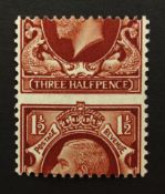 Great Britain King George V mint three halfpence (1 1/2p) error stamp/misperf Condition