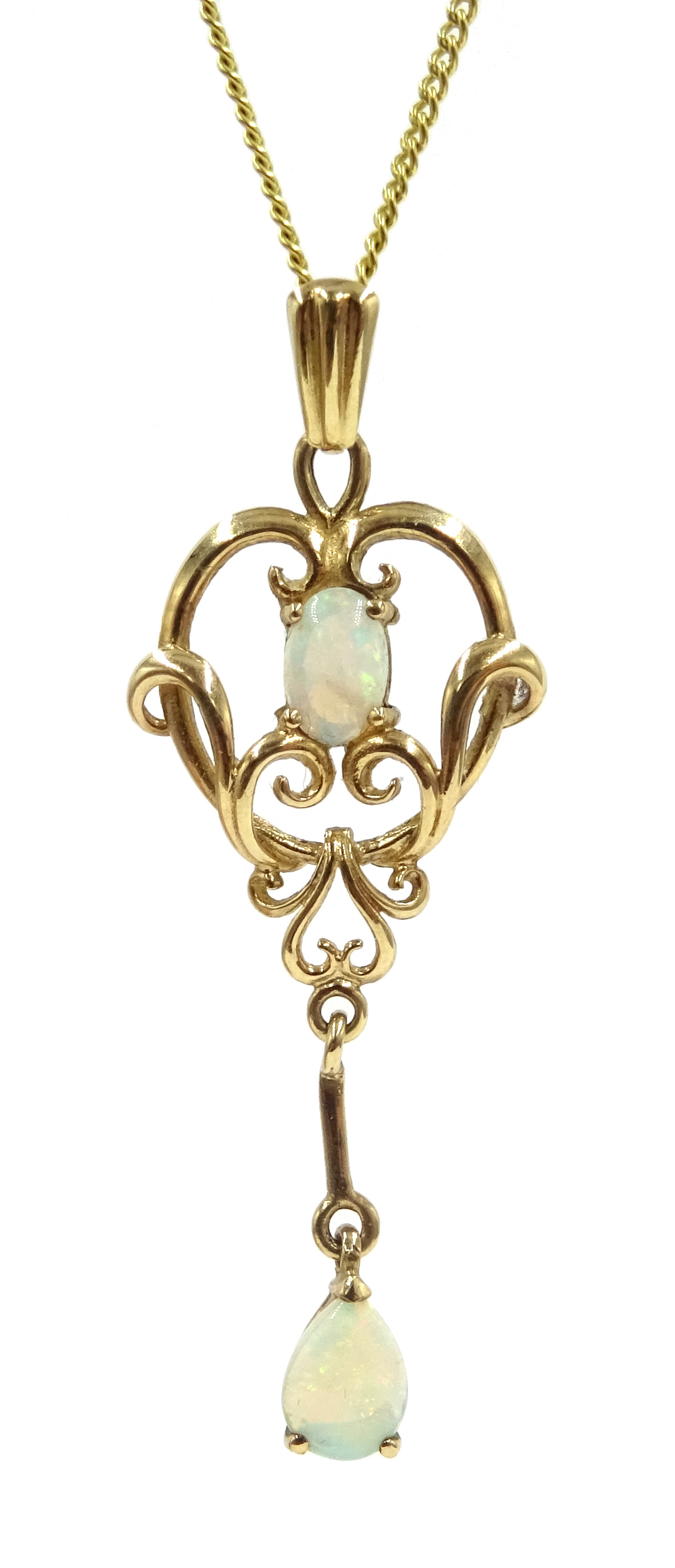 9ct gold opal pendant necklace, hallmarked Condition Report Approx 3.