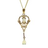 9ct gold opal pendant necklace, hallmarked Condition Report Approx 3.