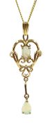 9ct gold opal pendant necklace, hallmarked Condition Report Approx 3.