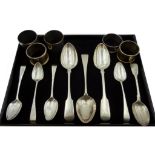 George III and later silver teaspoons and desert spoons, all hallmarked, approx 9.