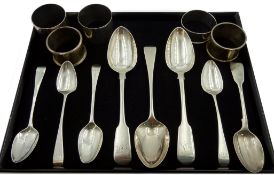 George III and later silver teaspoons and desert spoons, all hallmarked, approx 9.