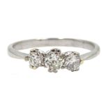 Platinum early/mid 20th century three stone diamond ring, diamond total weight approx 0.