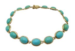 9ct gold oval turquoise link bracelet, hallmarked Condition Report Approx 7gm,