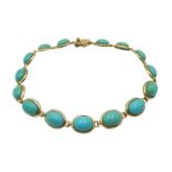 9ct gold oval turquoise link bracelet, hallmarked Condition Report Approx 7gm,