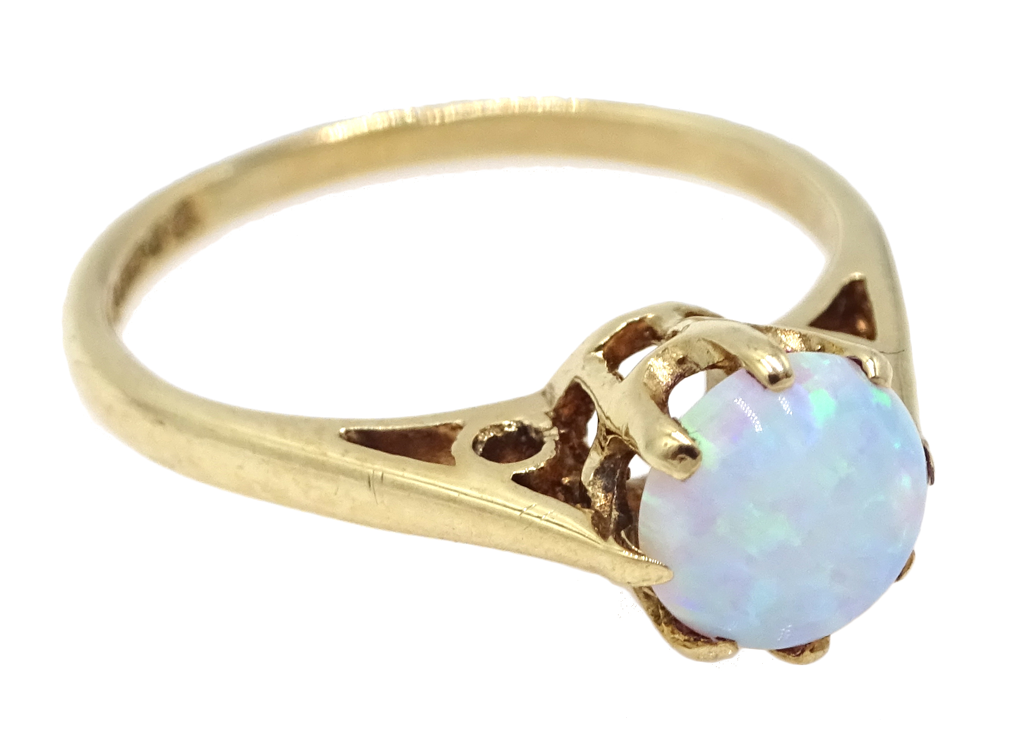 9ct gold single stone opal ring, hallmarked Condition Report Approx 1. - Image 2 of 2