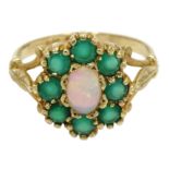 9ct gold emerald and opal cluster ring, hallmarked Condition Report Approx 2.