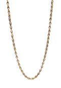 9ct gold (tested) fancy link chain necklace, approx 14.