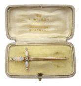 Victorian gold opal diamond sword brooch Condition Report Approx 4.